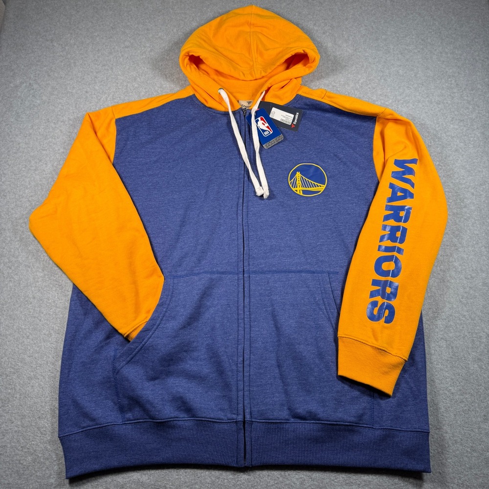 Fanatics Golden State Warriors NBA Full Zip Hoodie Blue Gold Mens 3XL